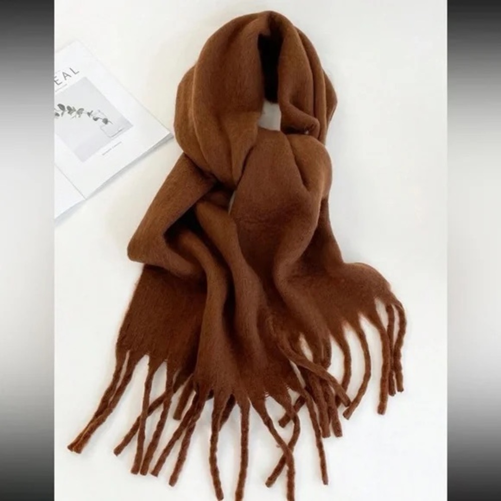 Solid Color Scarf, Winter Warm Neck, Thickened Wo… - image 3